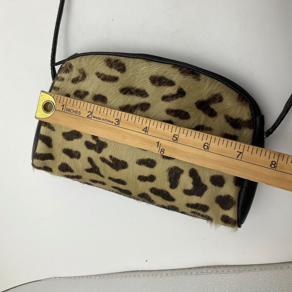 Made in Italy Leopard Print Leather Cowhide Small Crossbody Bag - Picture 7 of 14
